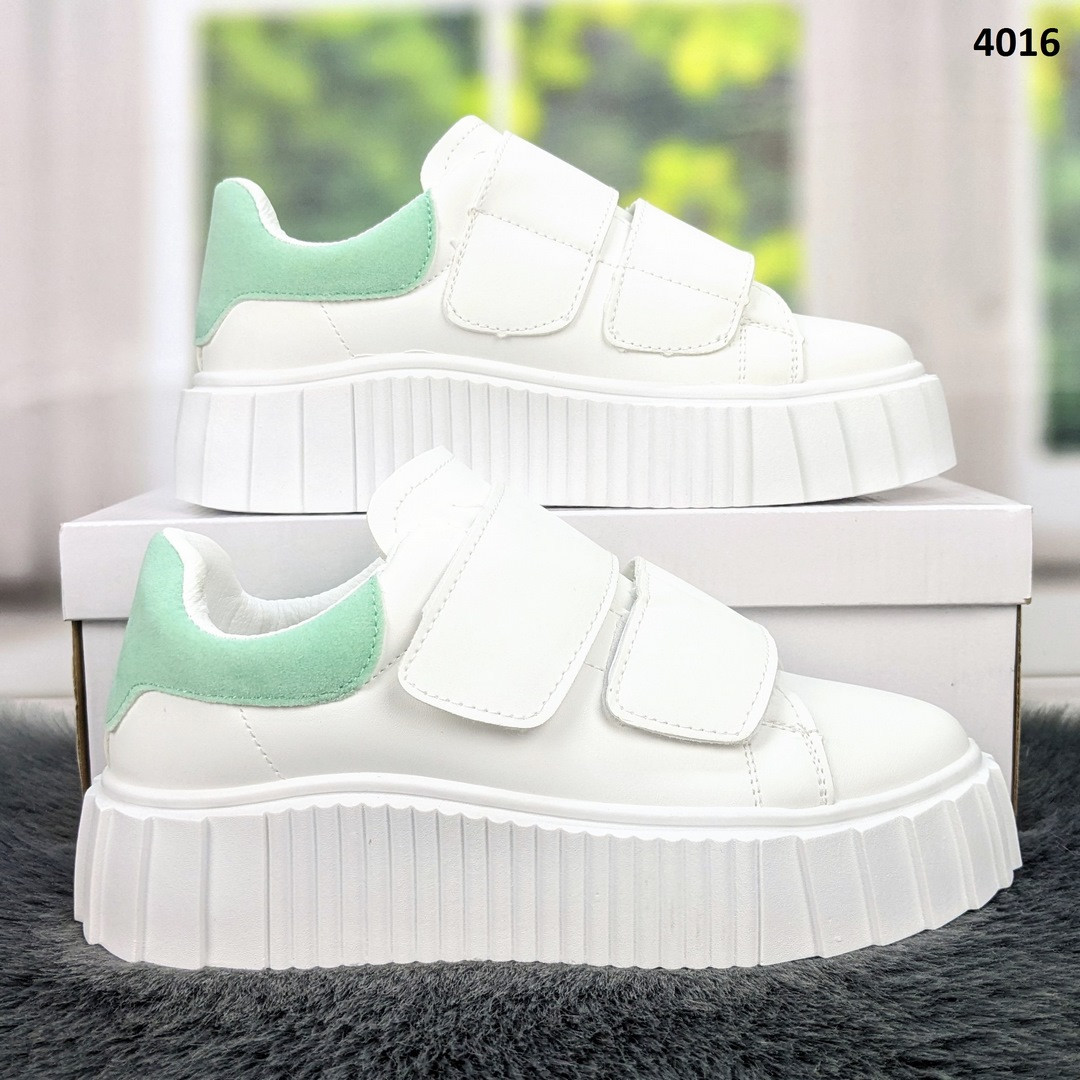 Кросівки жіночі білі на липучках Xifa еко-шкіра на масивній підошві, фото 1