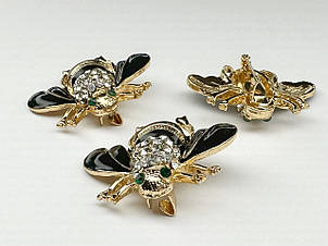 Брожка бджілка велика 3*2.5 см у стразах 12 шт./пач.