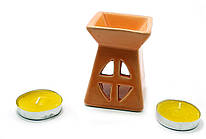 Аромалампа керамічна, подарунковий набір помаранчева (12х8,5х7см) (32391B)
