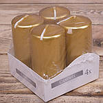 Набір свічок циліндр Золотий металік х 4 шт.