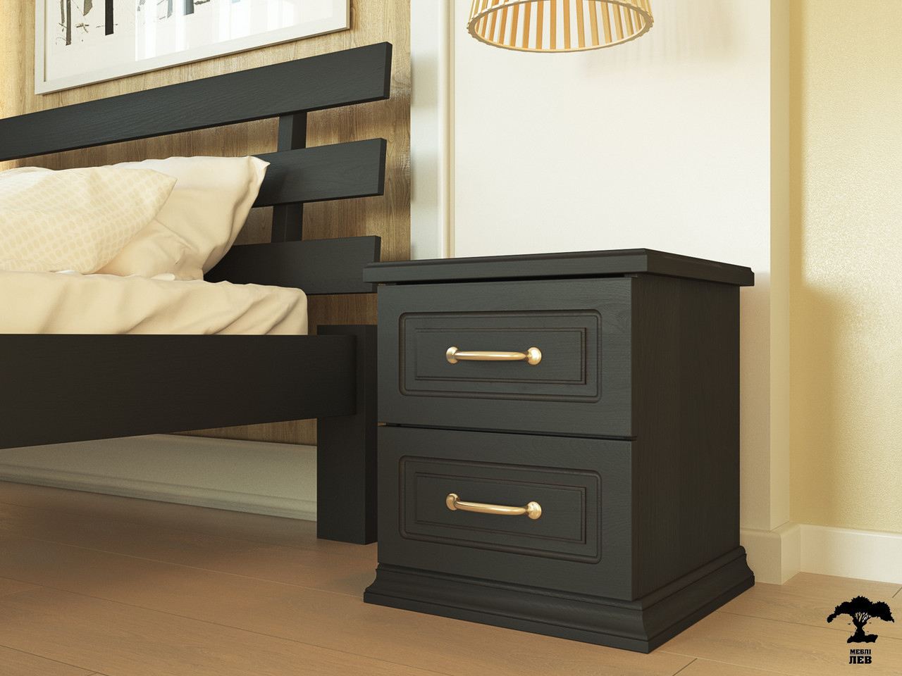 Приліжкова тумба Т-1 з натурального дерева, фото 1