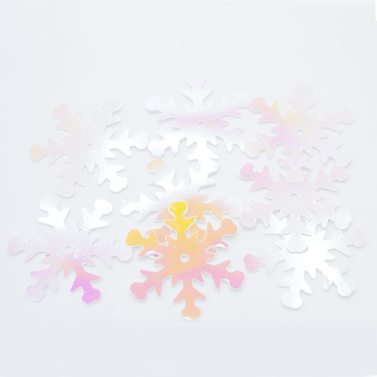 Паєтки сніжинки 25 мм 25 г Айворі хамелеон, фото 1