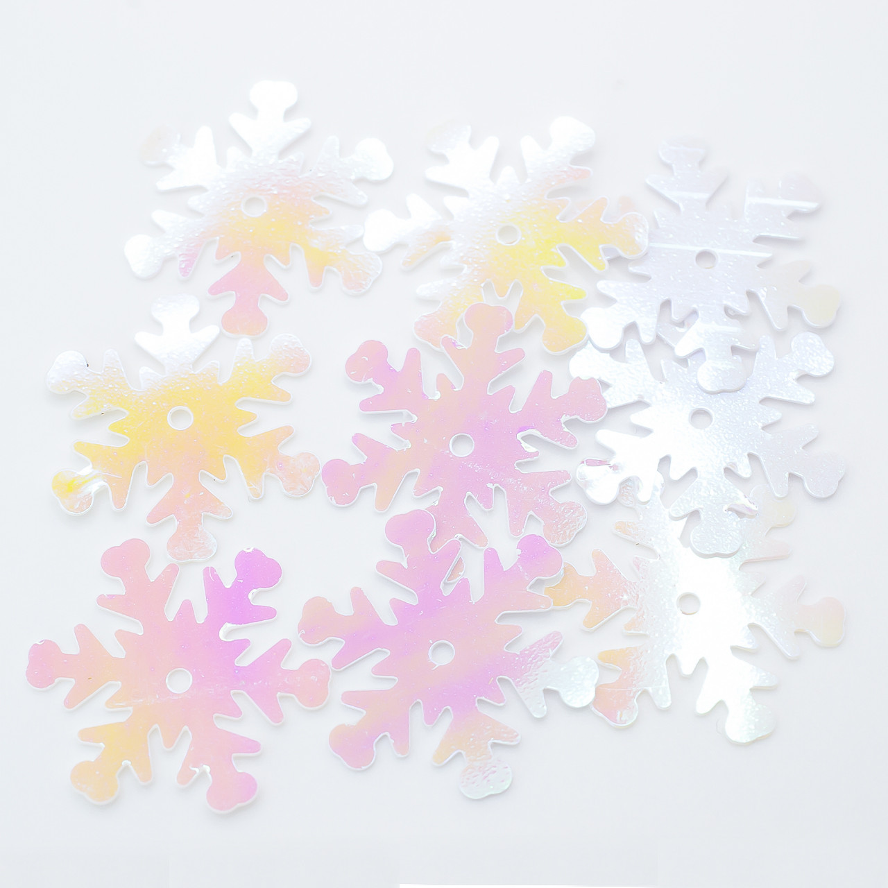Паєтки сніжинки 20 мм 25 г Білий хамелеон, фото 1