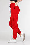 Жіночі штани карго стрейчеві на гумці Штани жіночі джогери з накладними кишенями VS 1130, фото 9