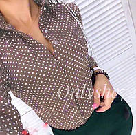 Рубашка женская горошек с длинным рукавом размеры 42 44 46 48 50 52 Новинка 2023 есть цвета