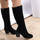 Зимові замшеві чоботи на підборах, фото 5