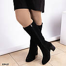 Зимові замшеві чоботи на підборах, фото 7