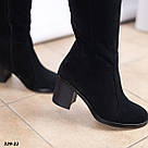 Зимові замшеві чоботи на підборах, фото 2