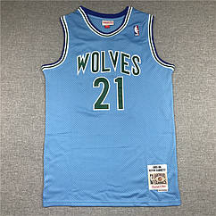 Блакитна майка джерсі Гарнетт 21 Міннесота Garnett Minnesota Timberwolves 1995-1996