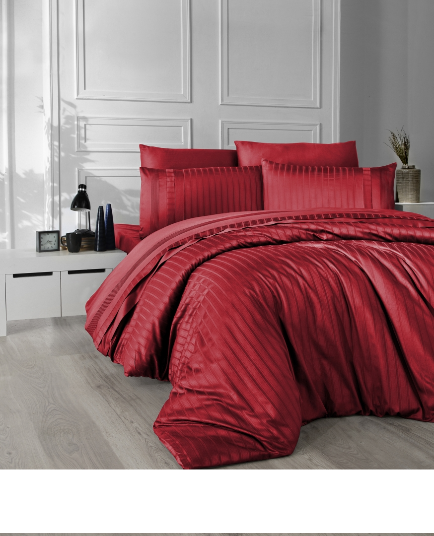 Комплект постільної білизни First Choice Deluxe Dark Series New Trend Red бавовна 220-200 см червоний