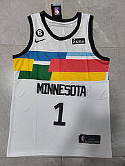 Біла майка джерсі Едвардс 1 Міннесота Anthony Edwards Minnesota Timberwolves 2022-2023