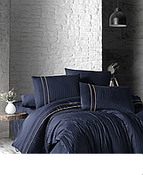 Комплект постельного белья First Choice Deluxe Dark Series Stripe Style Navy Blue хлопок 220-200 см синий