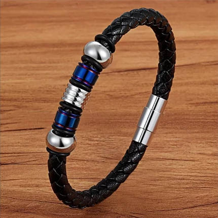 Браслет Jewellery Hyperbole із чорної шкіри з магнітним замком, фото 3