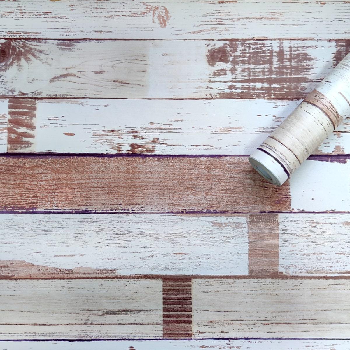 Великий рулон плівки Дошки Яблуня Прованс Рулон 10 м ширина 45 см Коричневий наклейки для кухні