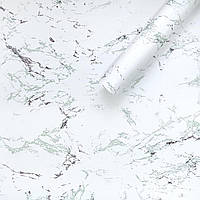 Самоклеюча плівка для дверей Білий Мармур Сірі прожилки Рулон 10 м ширина 45 см Сірий наклейки на меблі