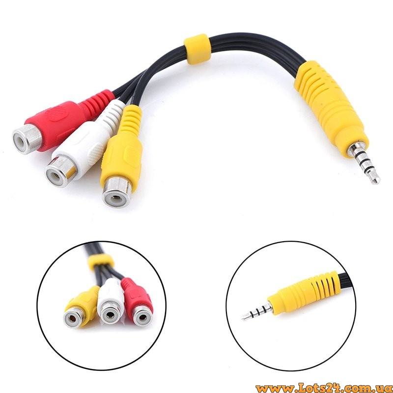 Кабель перхідник із тюльпана на мініджек 2-RCA => 3.5 Jack