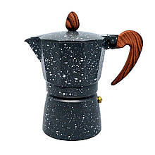Гейзерна кавоварка A-Plus СМ-2084 алюмінієва з мармуровим покриттям 150 мл на 3 чашки