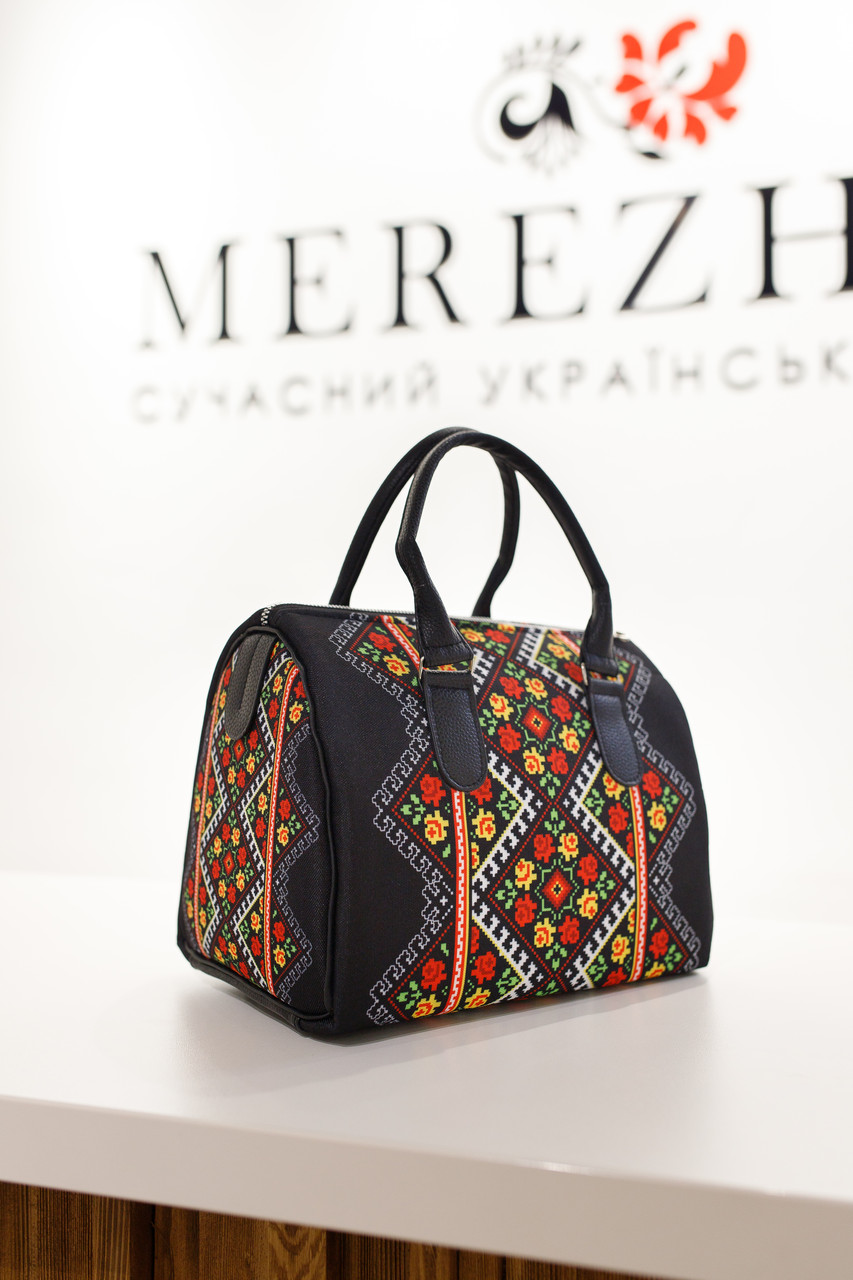 Сумка бочка Barrel "Орнамент чорний"
