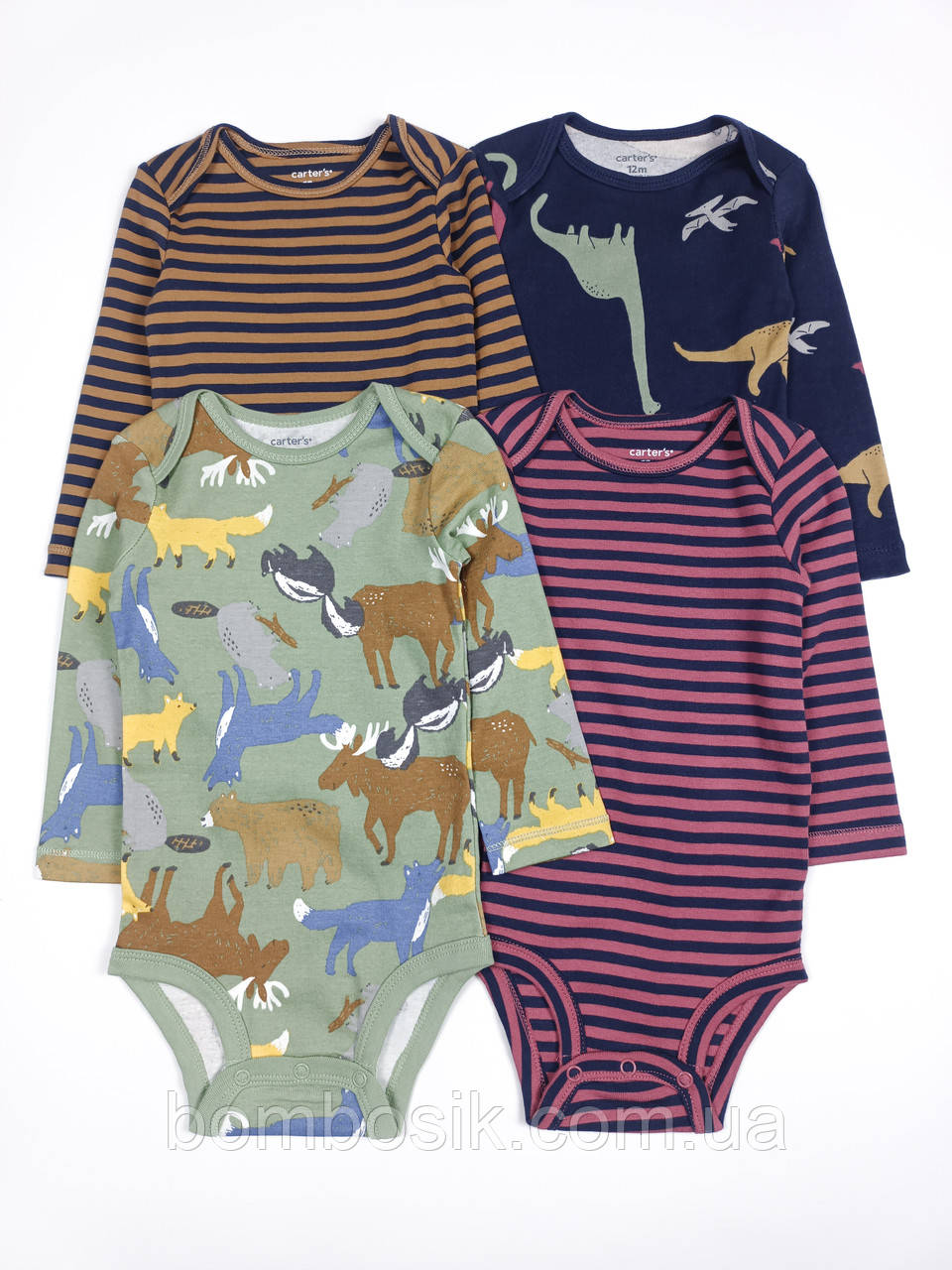 Бодіки з довгим рукавом для хлопчика Картерс набір 4шт, 9м (69-72см), фото 1
