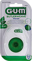 Зубная нить вощеная с мятой GUM BUTLERWEAVE MINT WAXED 55м