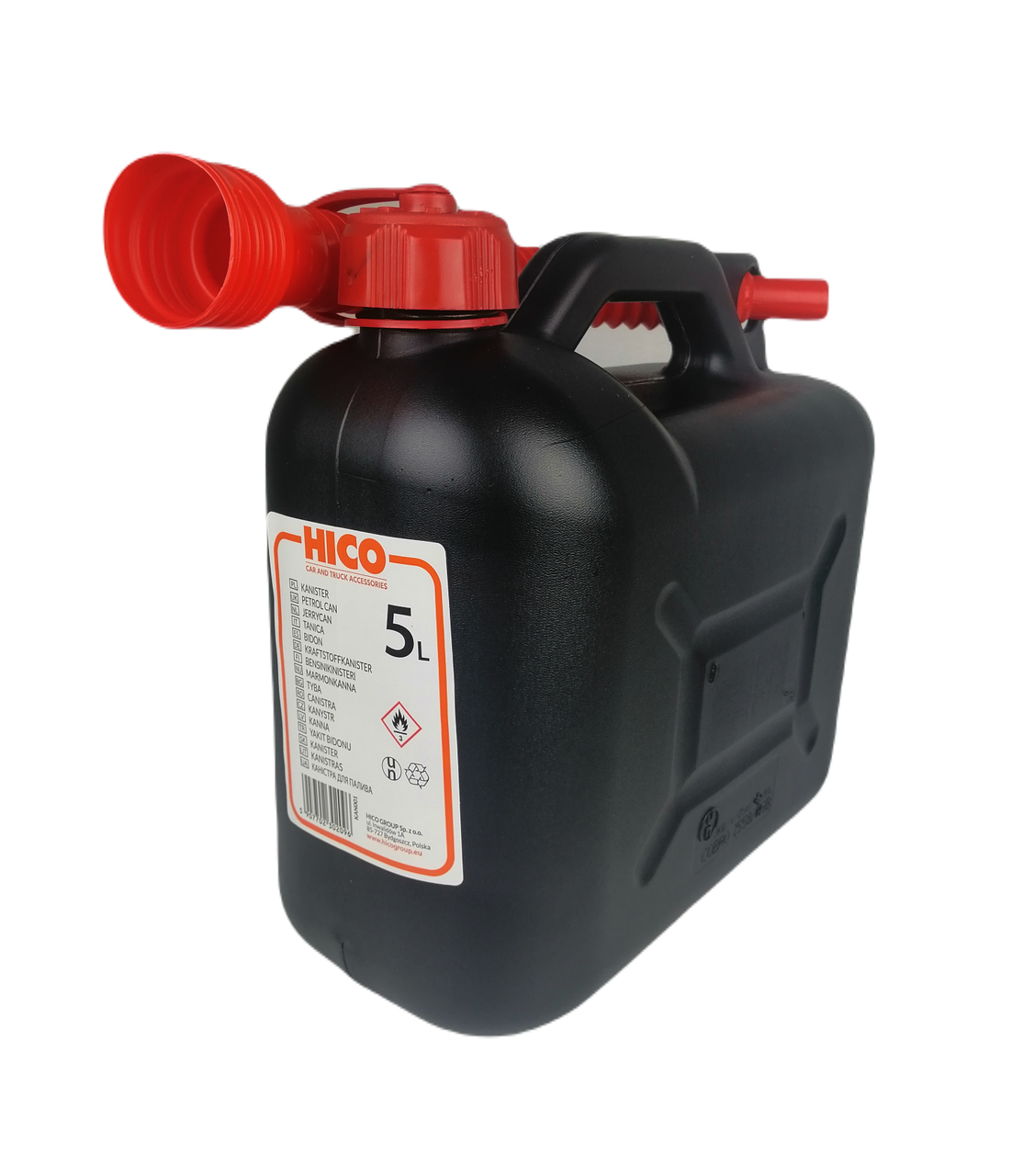 HICO Каністра 5л пластикова для ПММ чорна з лійкою (Польща), фото 1