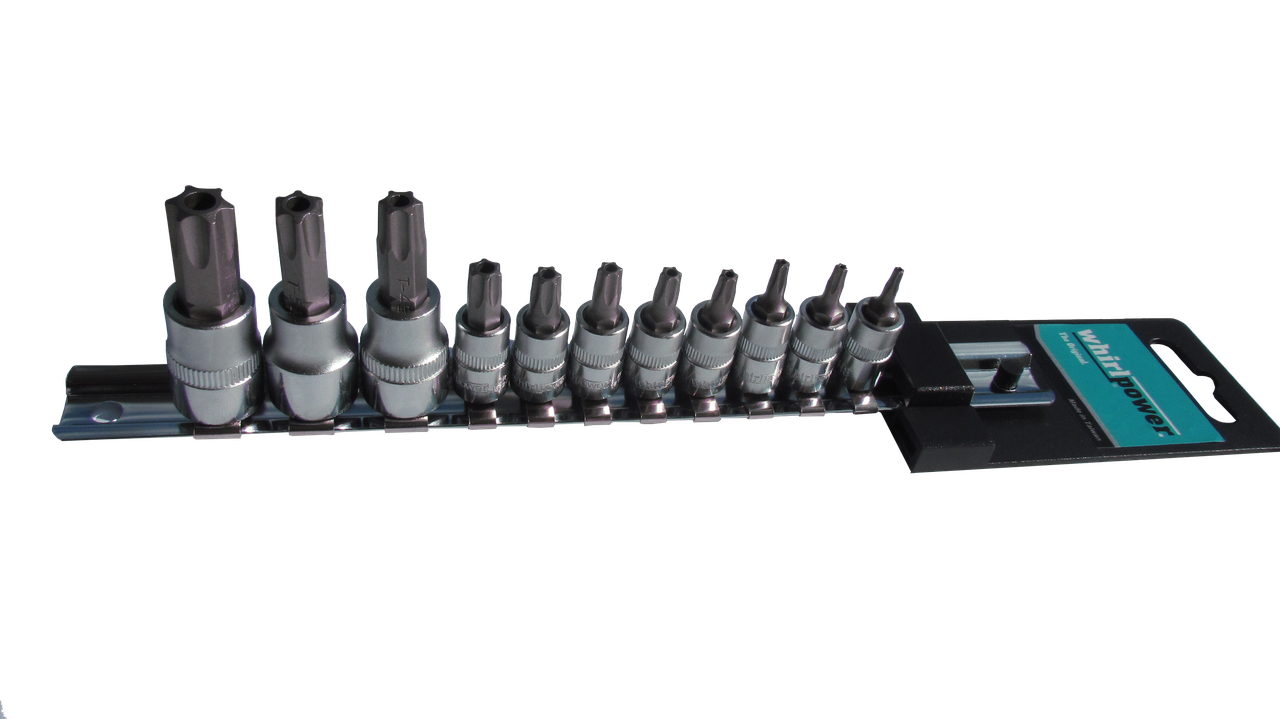 Whirlpower Набір головок зі вставкою Torx з отвором 1/4" і 3/8" 11од. на планці, фото 1