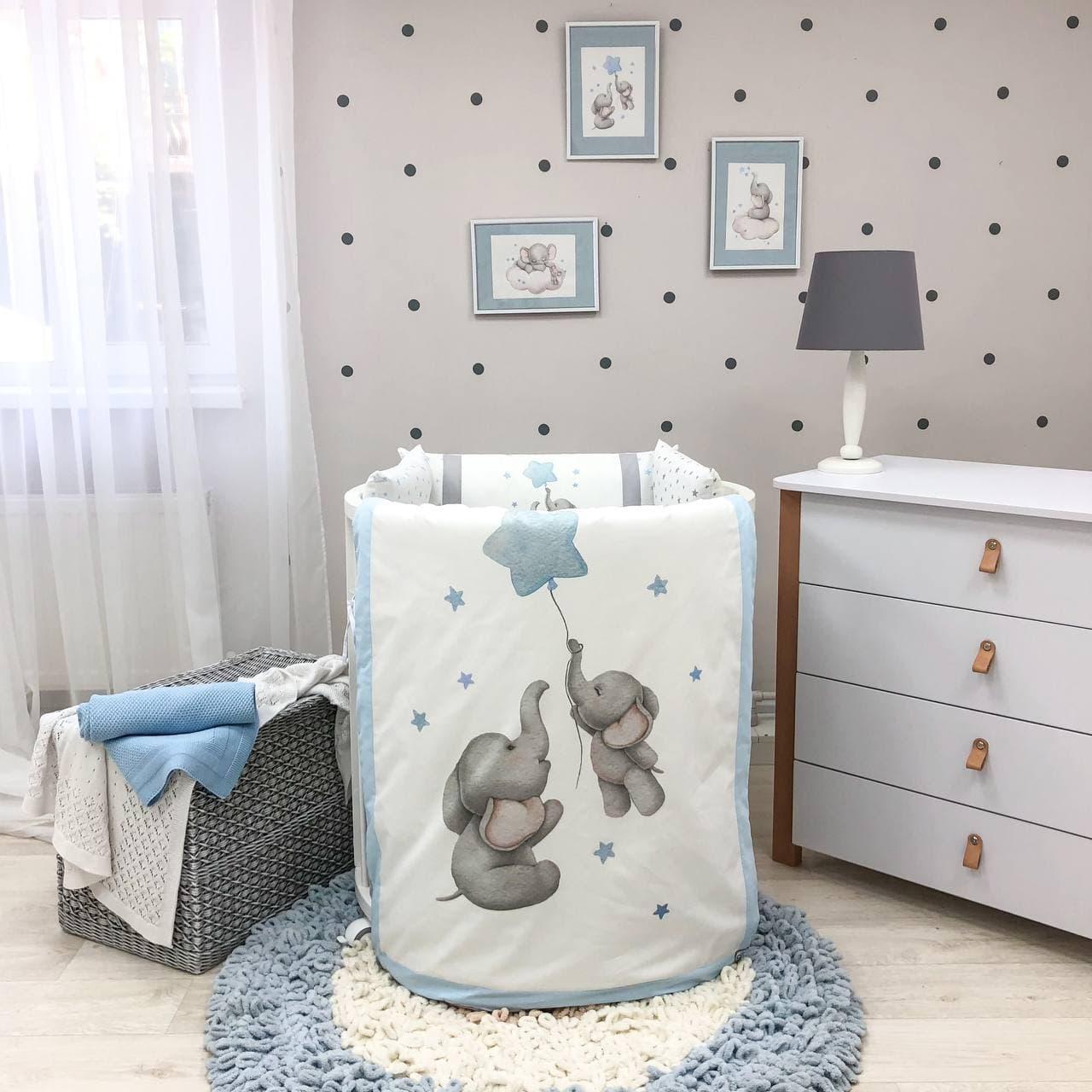 Комплект детского постельного белья Baby Chic Коллекция №6 Малыши слоники голубой - фото 2 - id-p1605346884