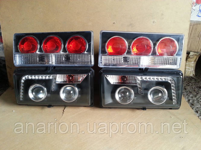 Передние+задние фары на ВАЗ 2107 №4 черные. (ID#287471405), цена: 5901 ...