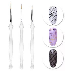 Набір тонких прозорих пензлів для малювання та створення тонких ліній на нігтях, 3 шт. у наборі - А