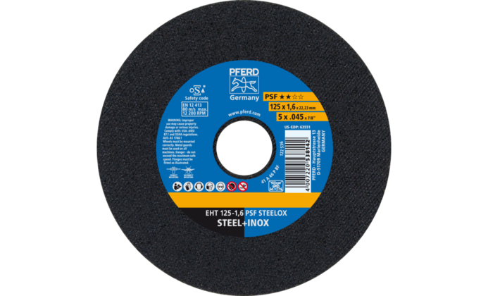 Pferd Круг відрізний 125*1,6*22 PSF STEELOX нерж./сталь