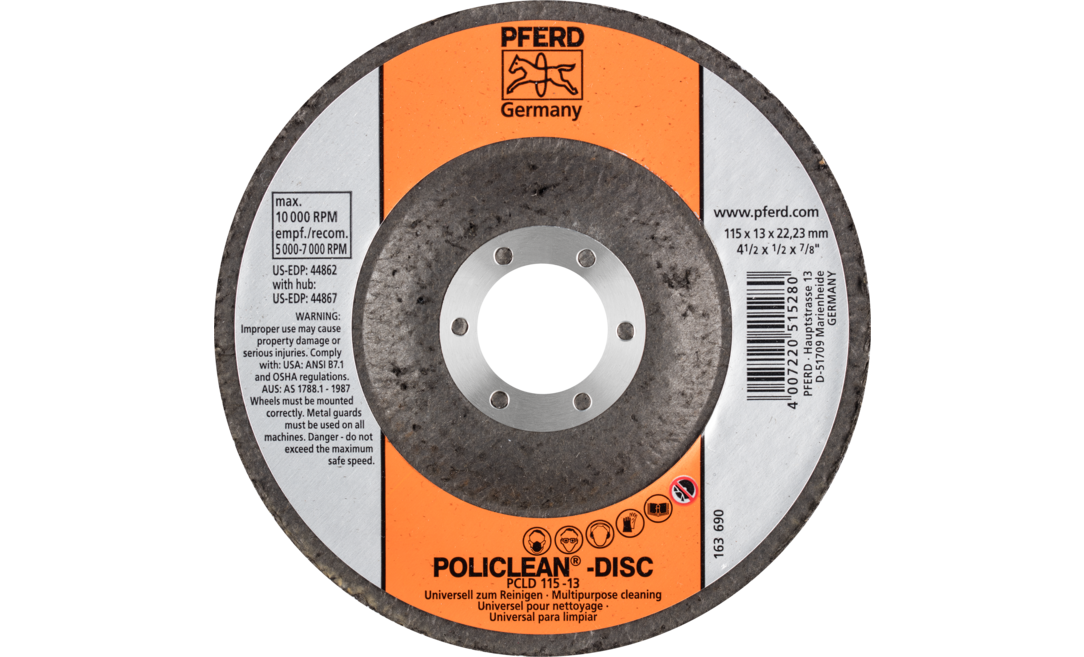 Pferd Круг зачисний 115*22 пористий POLICLEAN нерж. сталь