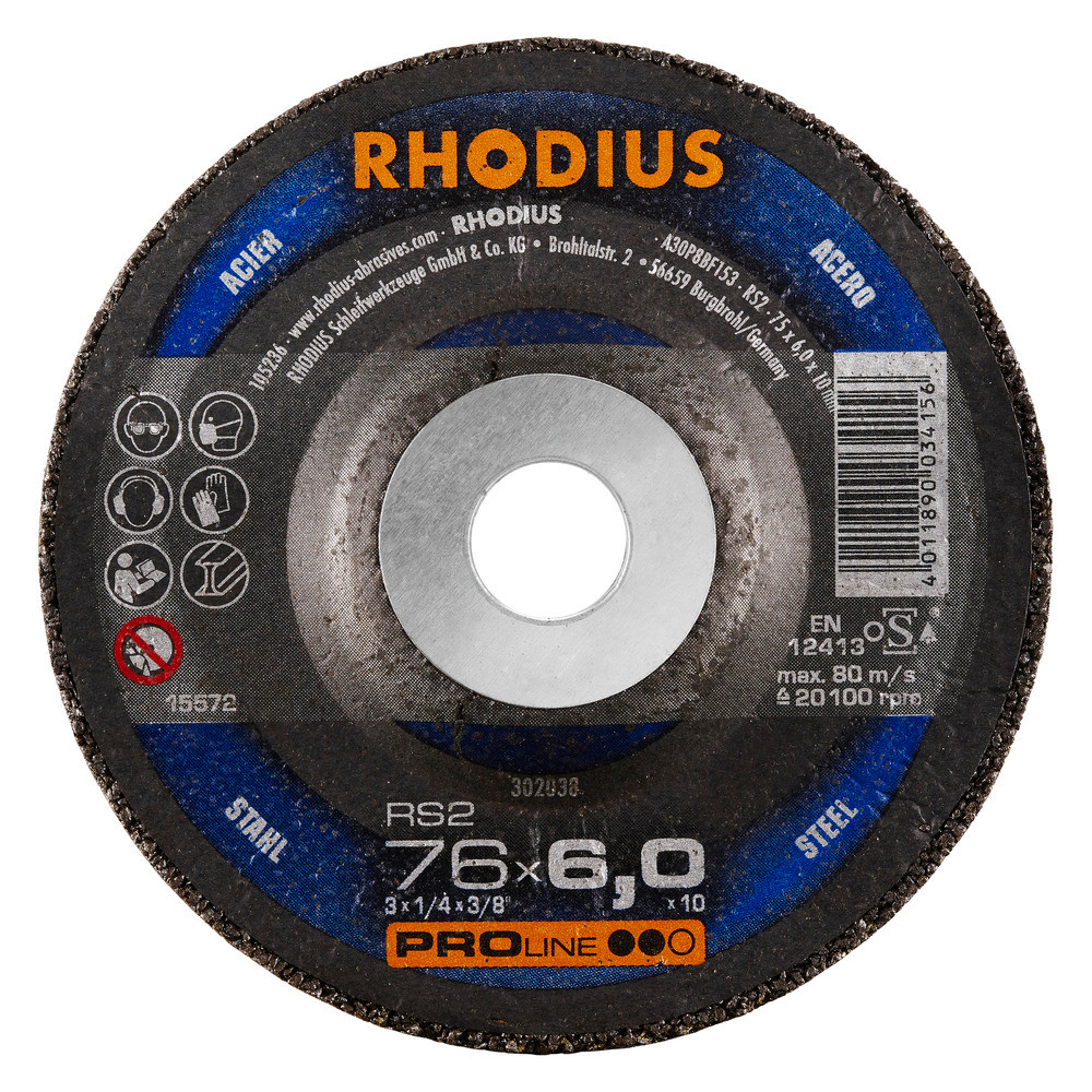 RHODIUS Круг зачисний 230*7*22,23 RS2 ProLine сталь; вигнуте виконання, фото 1