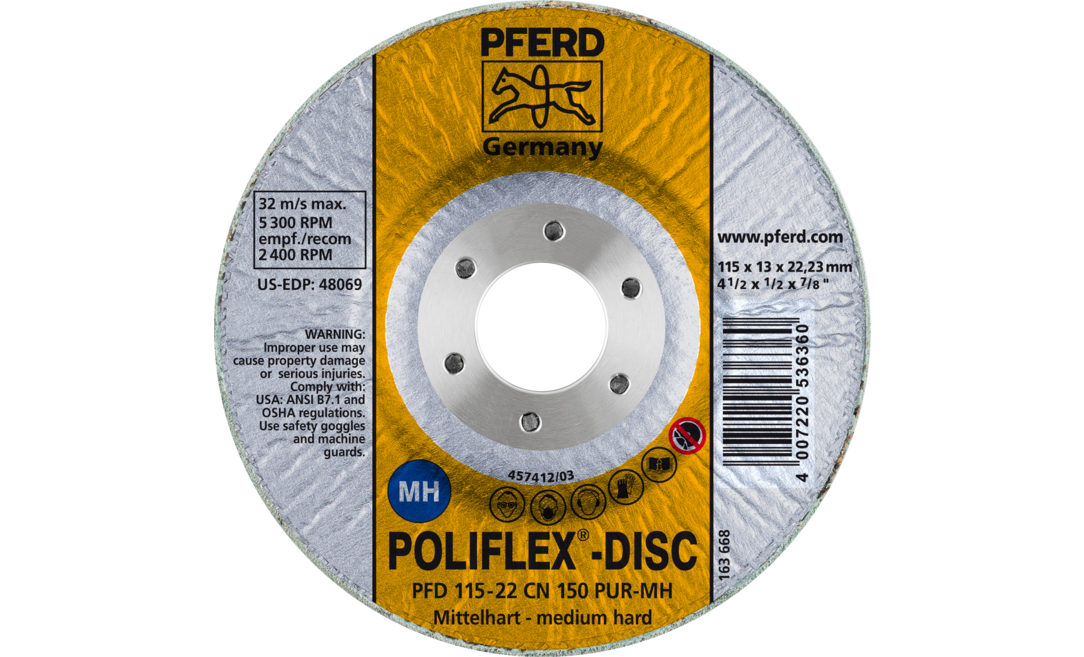 Pferd Круг поліровочний 115*22 Poliflex PFD  PUR сірий