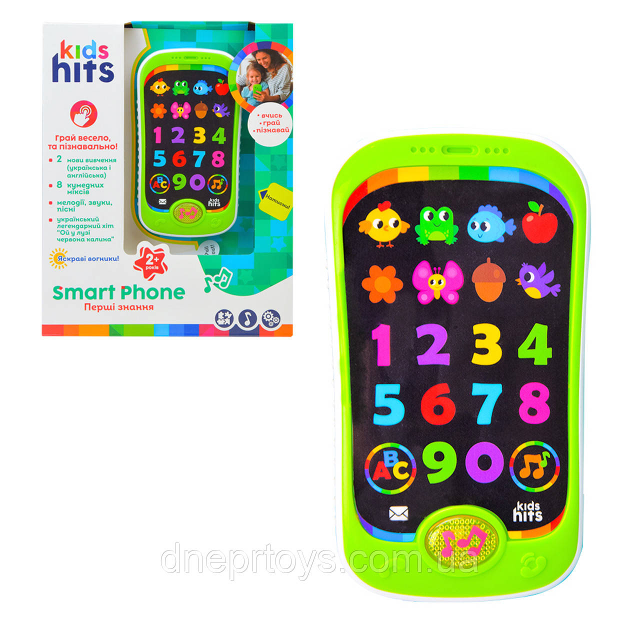 Дитячий розвиваючий телефон Перші знання Kids Hits Smart Phone, укр англ., KH03/002, фото 1