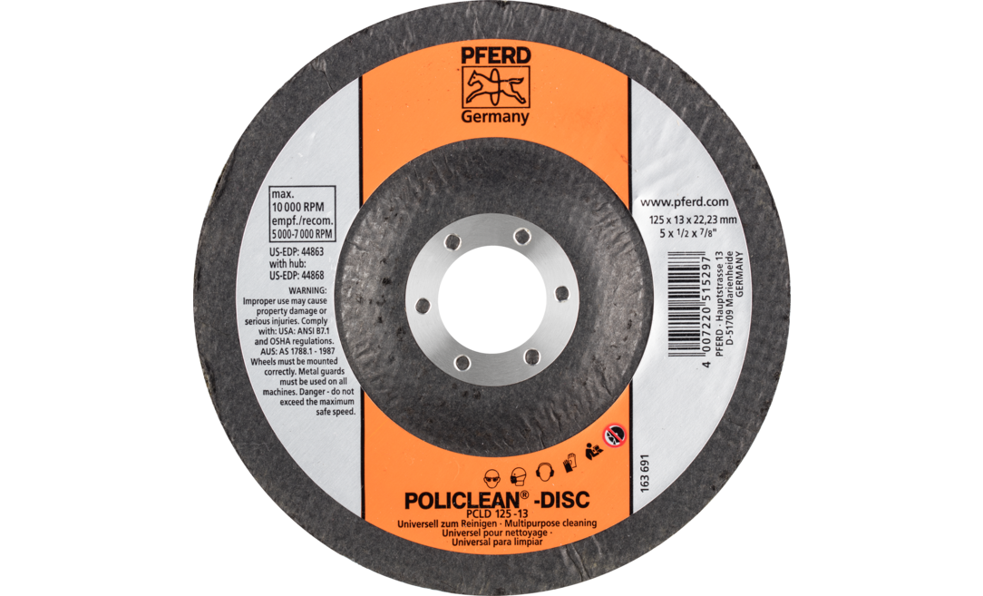 Pferd Круг зачисний 125*22 пористий POLICLEAN нерж. сталь