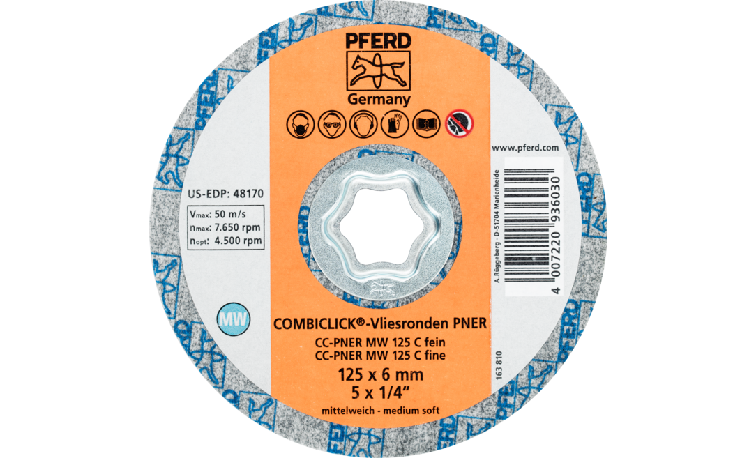 Pferd Круг 125*6 CC-PNER MW 125 SiC F система COMBICLICK для шліфування нерж.