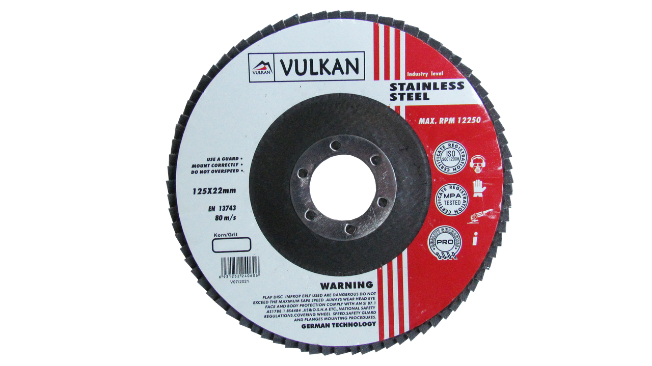 VULKAN Круг пелюстковий тарілчастий 125*22 P-120 нерж.