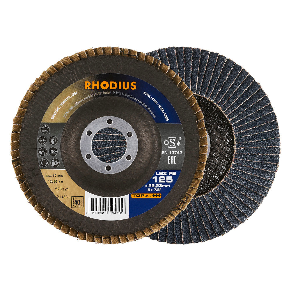 RHODIUS Круг пелюстковий тарілчастий 125*22,23 P-60 LSZ FB цирконієвий