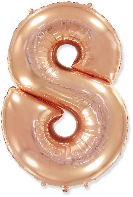 Фольгована кулька цифра 8 рожеве золото, 40" (102 см) Flexmetal УП, фото 1