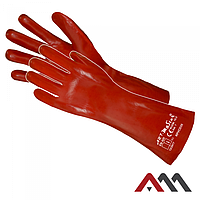Захисні рукавички з ПВХ червоного кольору RPVCD35