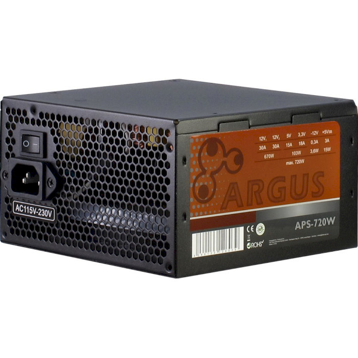 БЛОК Живлення з Німеччини ARGUS APS-720W на 720 W ATX 24+4 (+8pin) +2 по 6PIN (2 по 8 PIN) для ВІДЕОКАРТИ 750W, фото 1