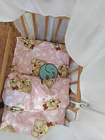 Детское сменное постельное "Мишки спят" 3 в 1 Простынка на резинке, наволочка, пододеяльник , 100% хлопок