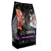 Сухой корм для стерилизованных котов Savory 400 г ягненок и курица еда для кастрированных кошек