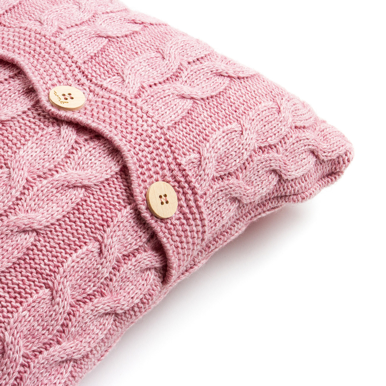 Чохол для подушки в'язаний Ohaina коси 40х40 Powder pink