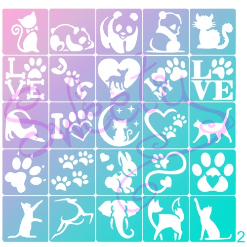 Трафарети Тварини клейові 25 шт. для Блиск і Біоту 5х5см, фото 1