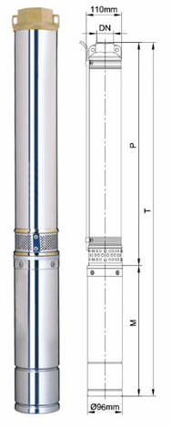 Насос відцентровий Dongyin 4SDm4/10 0.75 кВт H 72(46)м Q 100(70)л/хв Ø96мм, фото 1