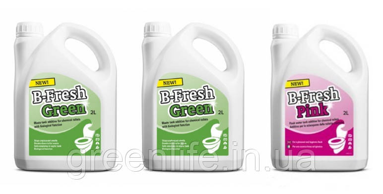Набір рідини для біотуалету, B-Fresh Green + B-Fresh Pink+ B-Fresh Blu, THETFORD.