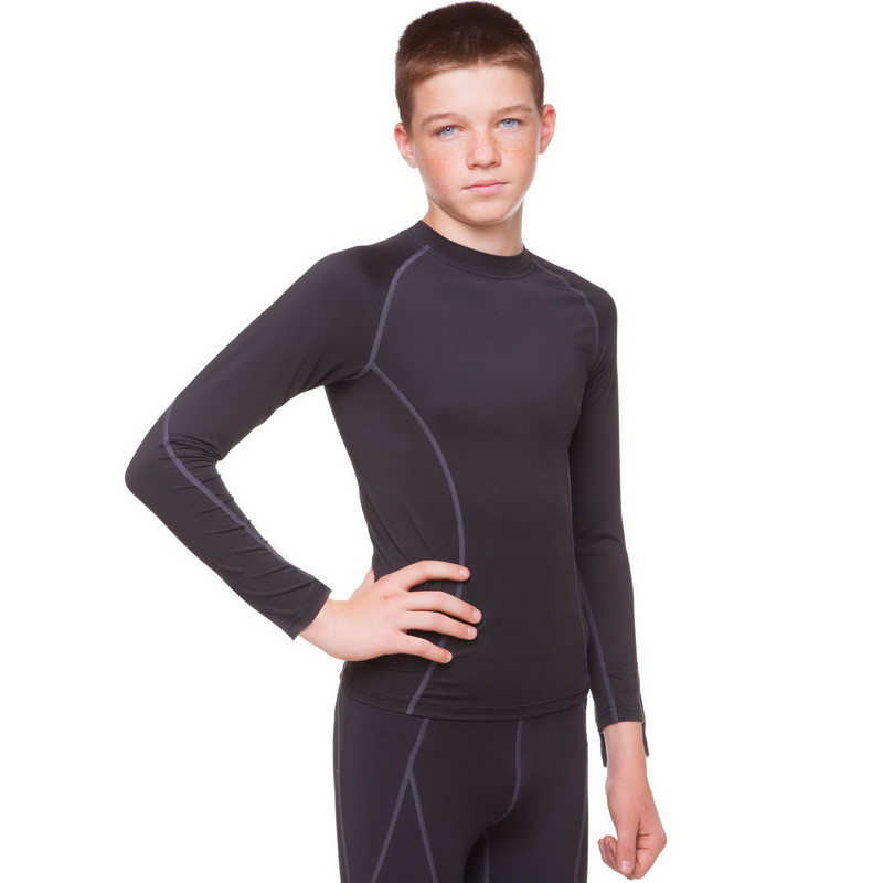 Підліткова компресійна футболка р. 26 LIDONG LD -1001T чорна з сірим, фото 1