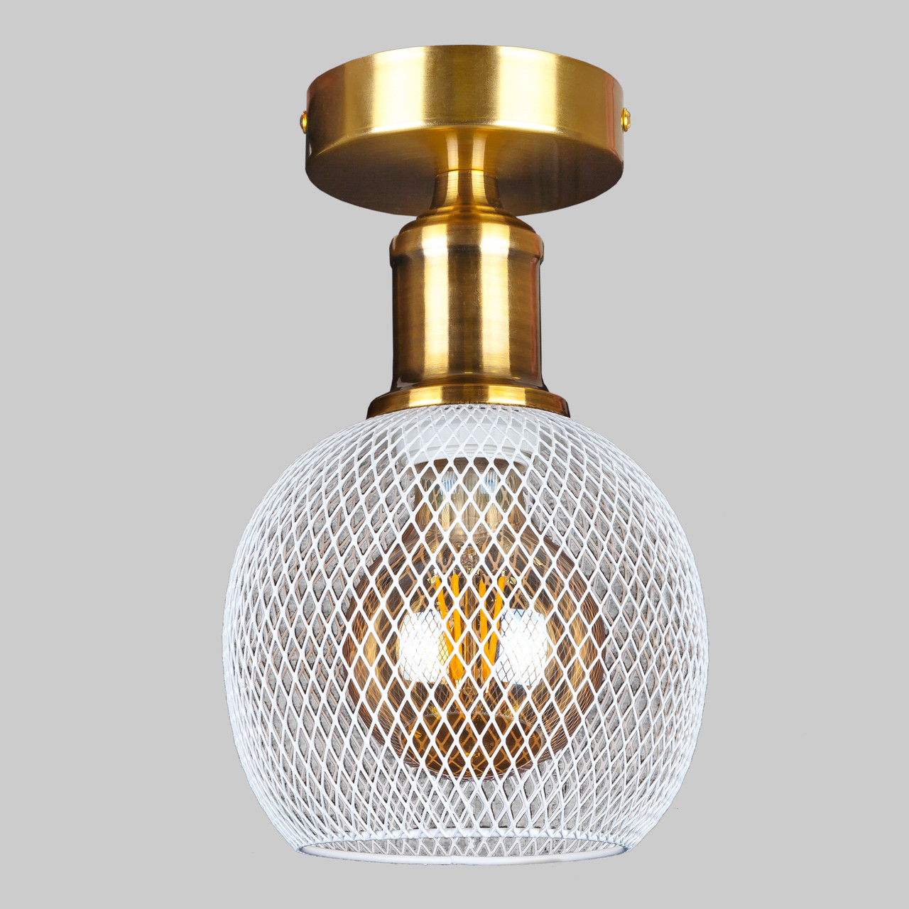 Бронзовий стельовий світильник лофт (907-X011F-1 BRZ+WH)