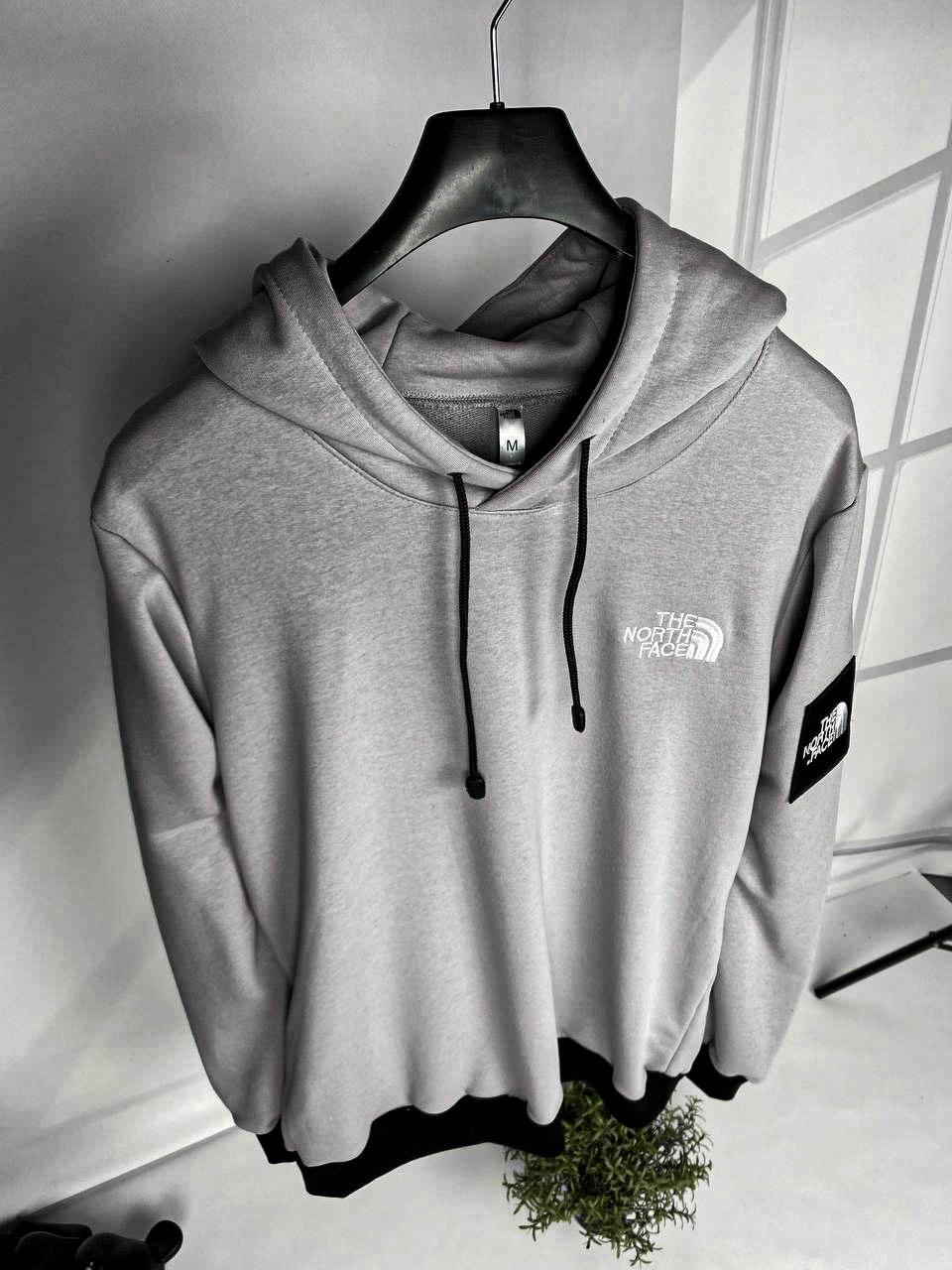 Кофта худи чоловіча весна-осінь сіра оверсайз брендова The North Face TNF, фото 1